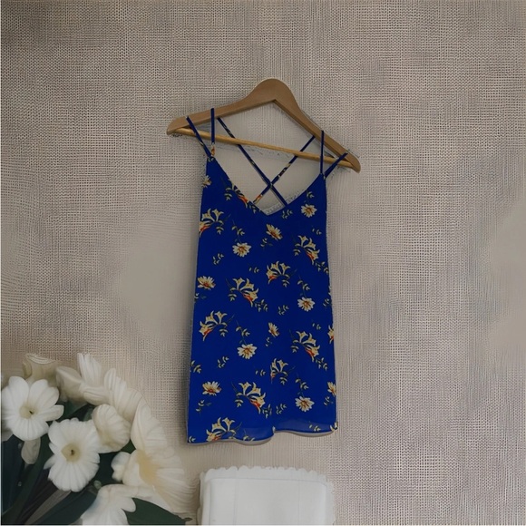 Naked Zebra Tops - Naked Zebra Blue Floral Blouse Women’s Small Spring Summer Tank Top New No Tags